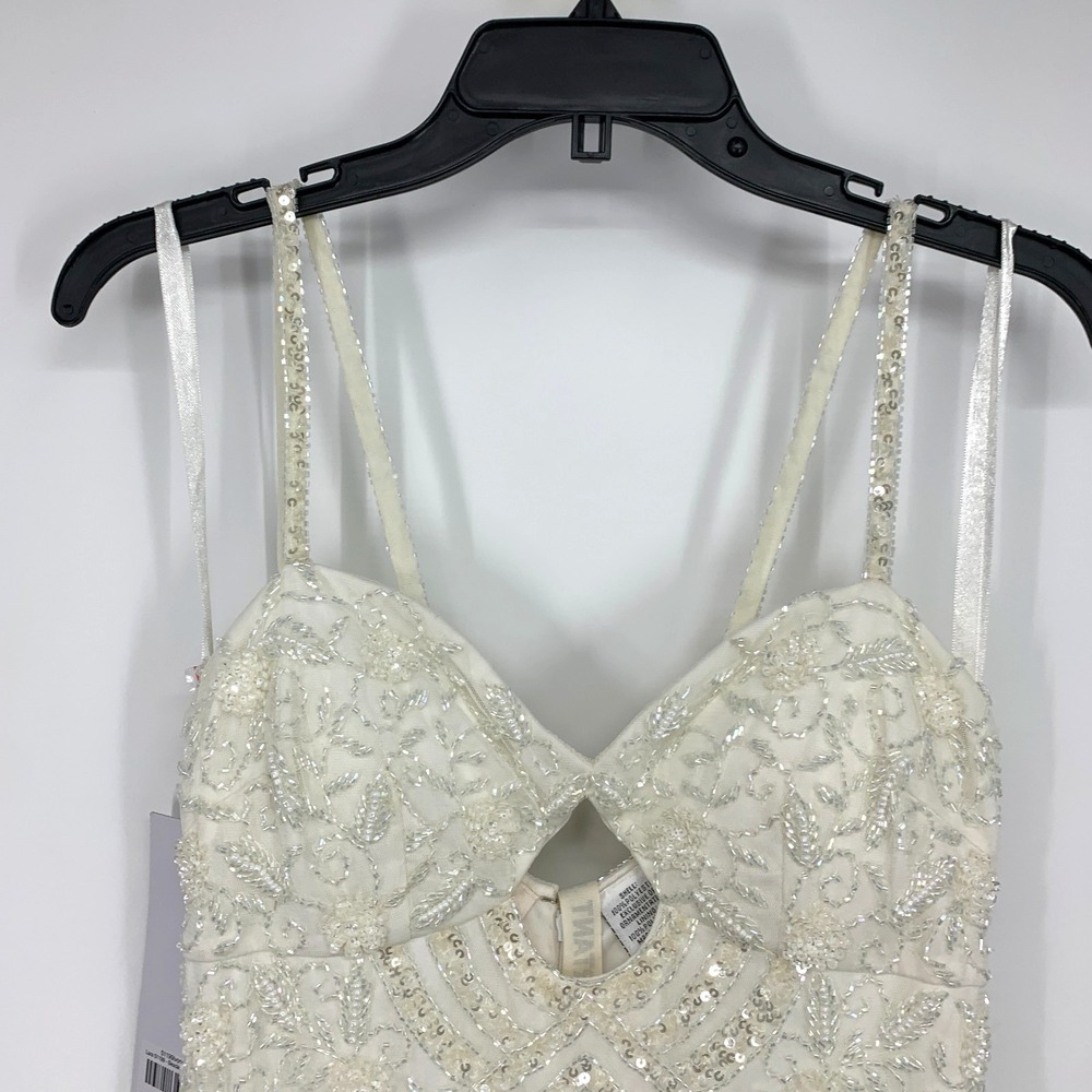 LARA Dress White Beaded Mini Fringe Wedding Honeymoon Bachelorette NWT Womens 4 - Picture 5 of 13